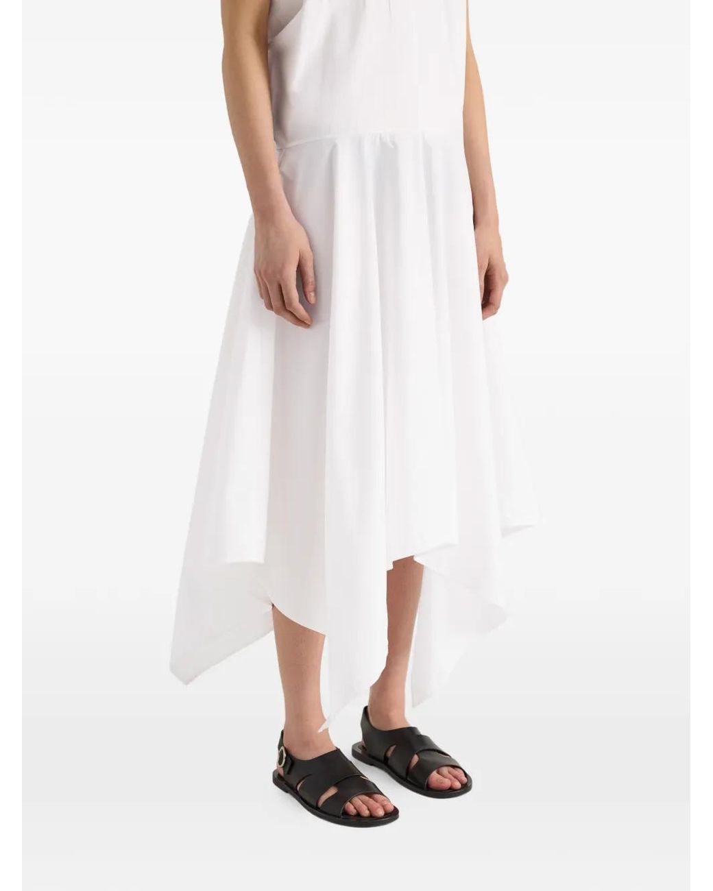 Proenza Schouler White Sybella Handkerchief-Hem Midi Dress