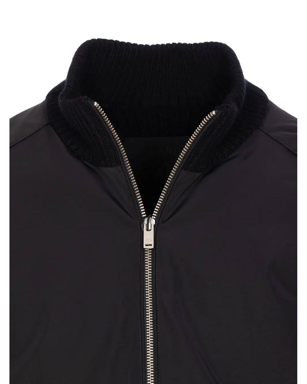 Moose Knuckles Black Contrast-Panel Bomber Jacket for men