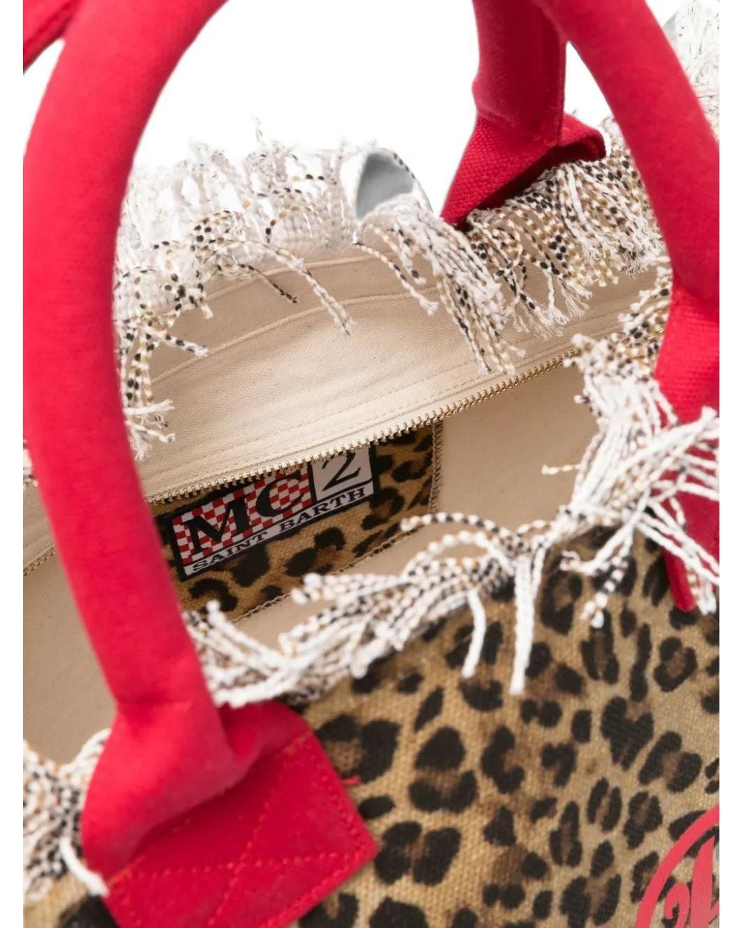 Mc2 Saint Barth Pink Leopard-Print Frayed Tote Bag