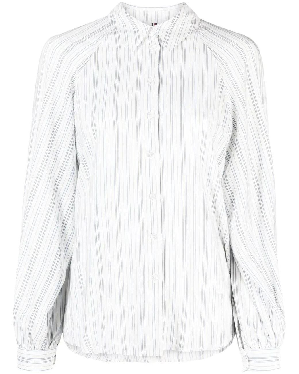 Tommy Hilfiger White Viscose Stripe Raglan Shirt
