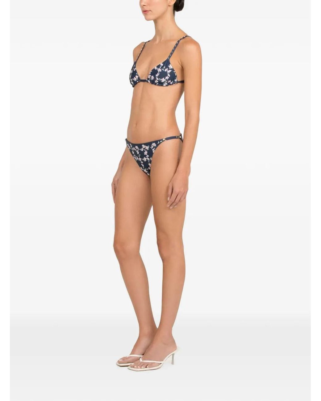 Agua Bendita Blue Tulua Anhelo Floral-Print Bikini Top