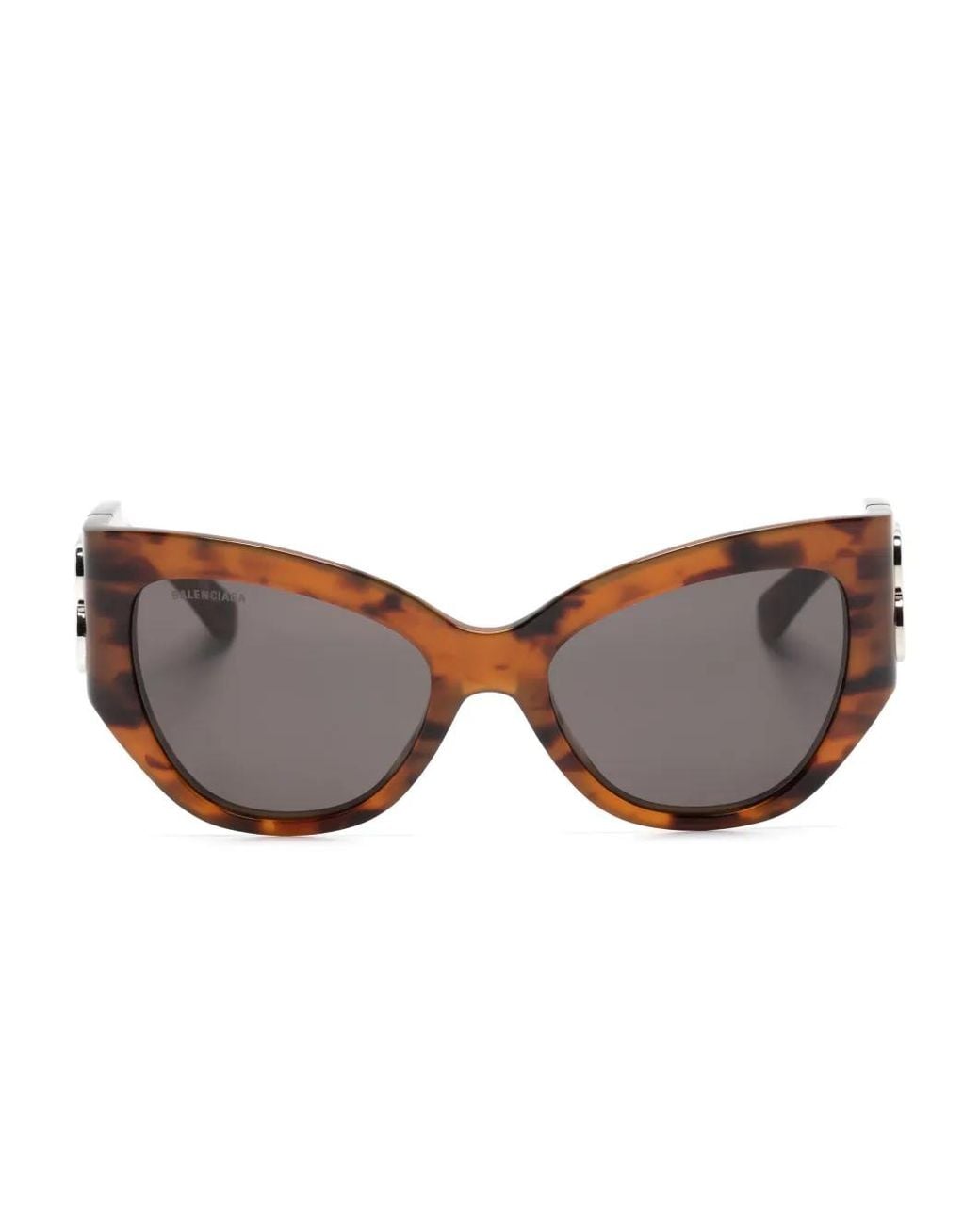 Balenciaga Brown Logo-Plaque Cat-Eye Sunglasses