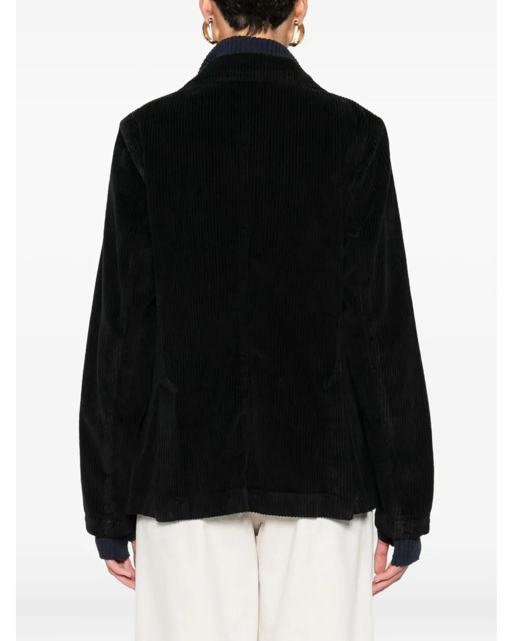 TRUE AVENUE Black Corduroy Double-Breasted Blazer