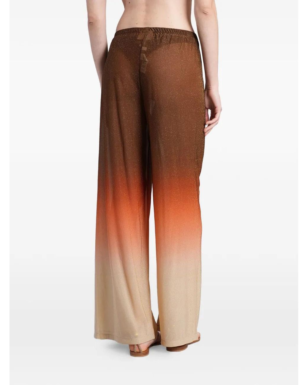 Mc2 Saint Barth Brown Raschel Knit Wide-Leg Trousers Amalia