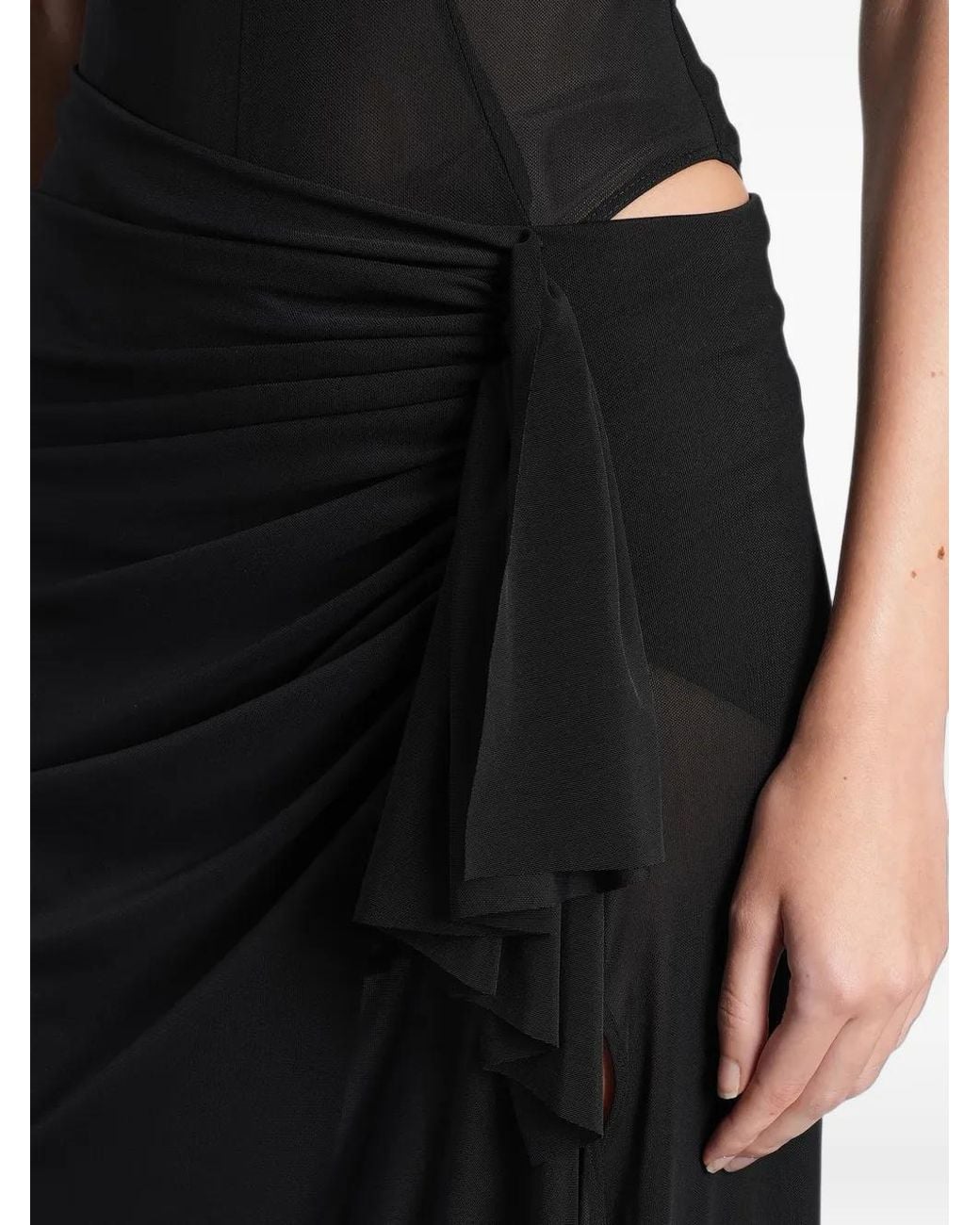 Alex Perry Black Ruched Draped Maxi Skirt