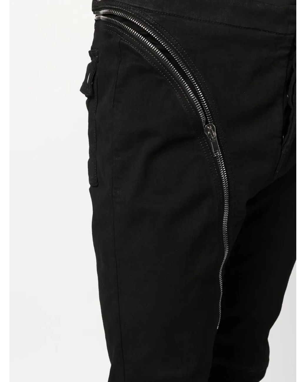 Rick Owens Black Aircut Decorative-Zip Skinny Joggers for men