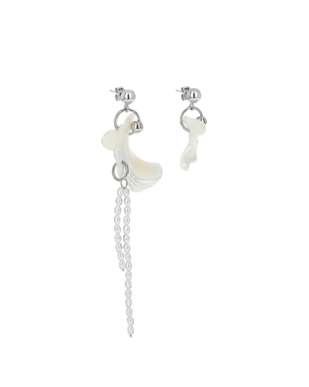 Justine Clenquet White Alba Asymmetric Earrings