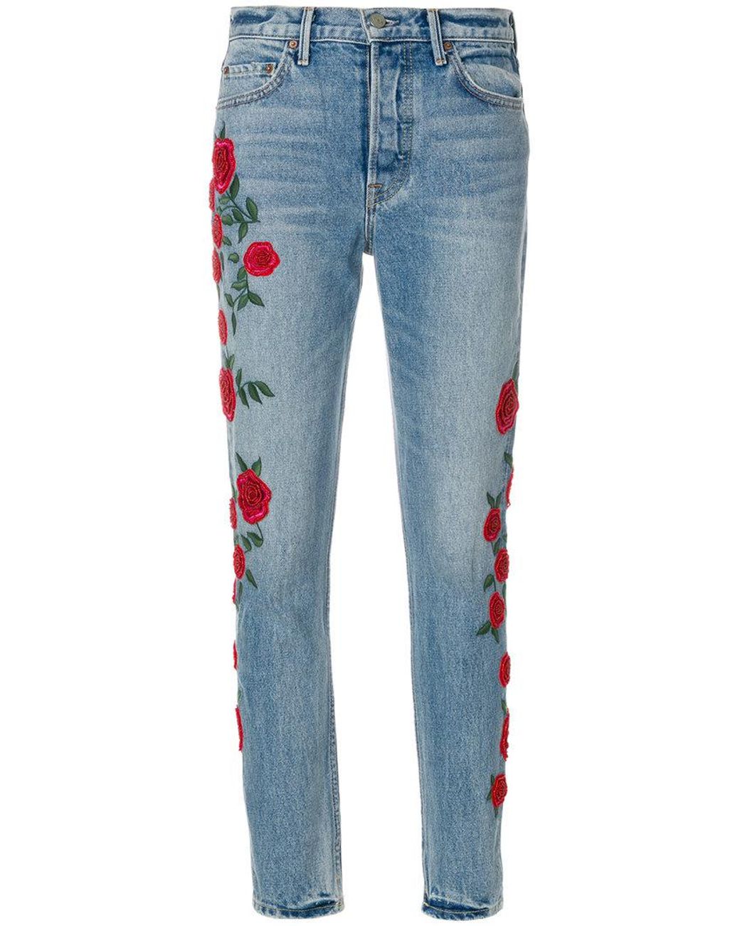 GRLFRND Rose Embroidered Jeans in Blue | Lyst