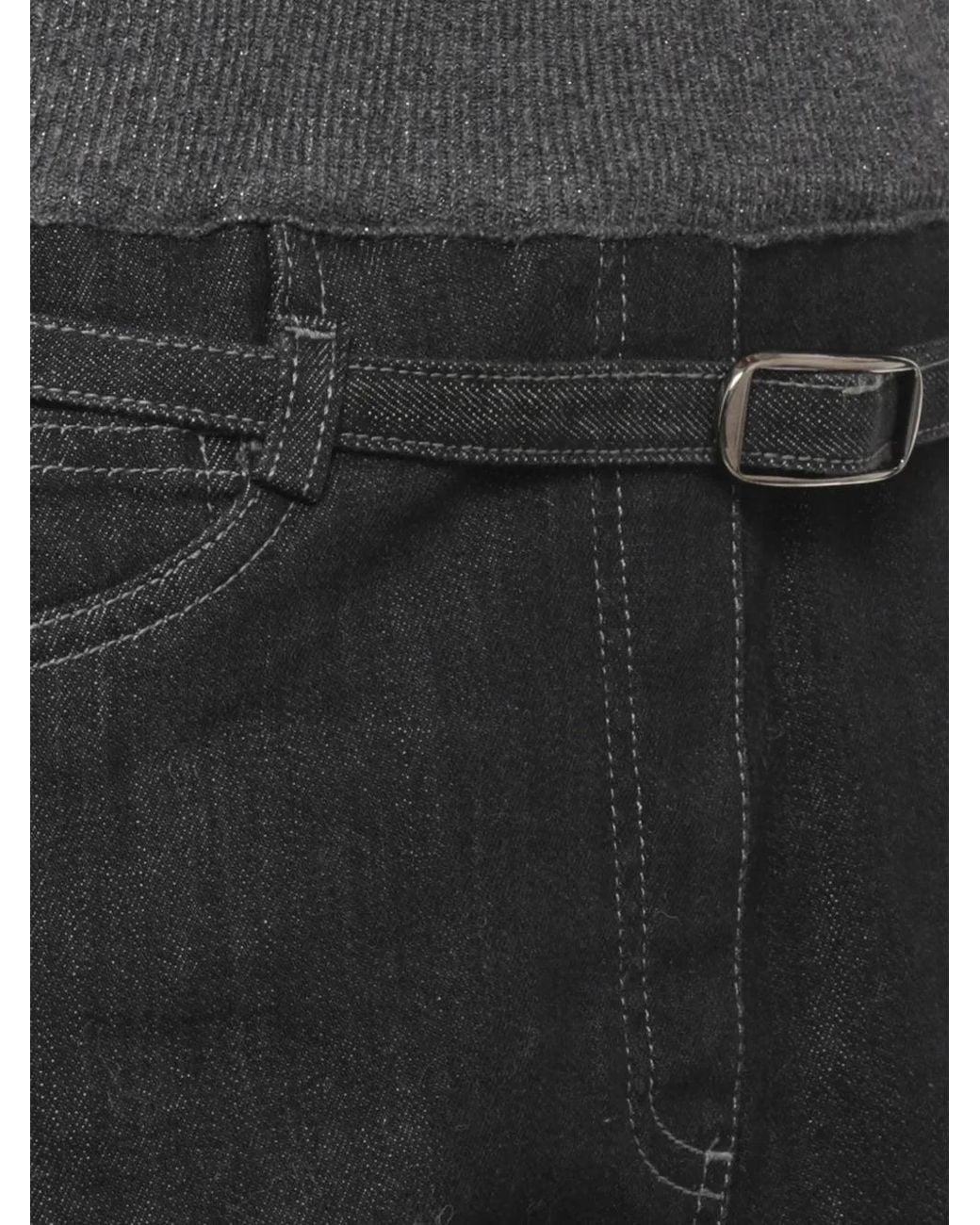 Panicale Black Belted Knit-Waist Jeans