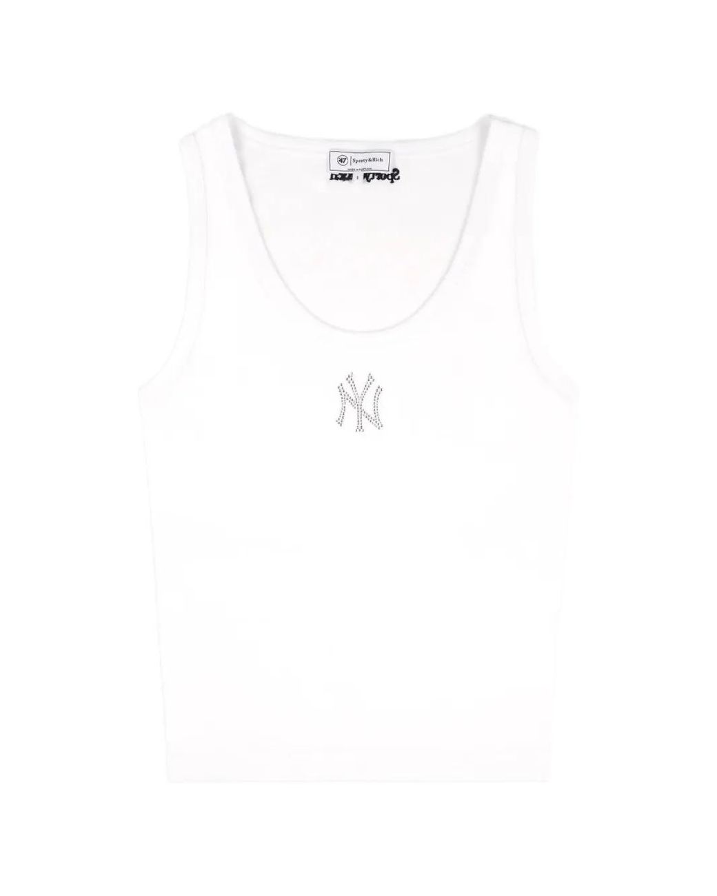 Sporty & Rich White Yankees Krystal Cropped Tank Top