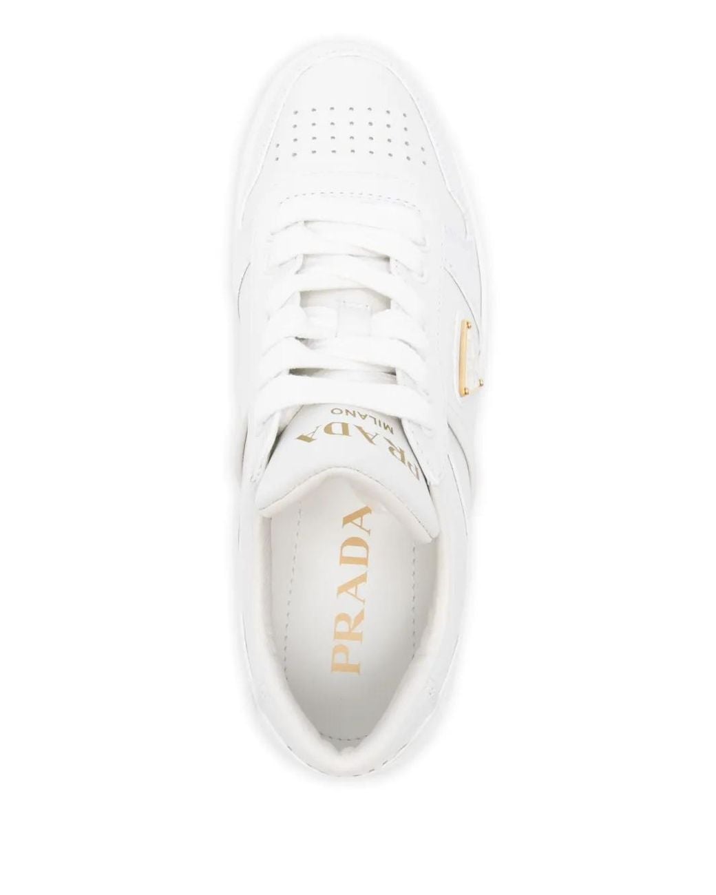 Prada White Plateau-Sneakers Mit Logo-Patch