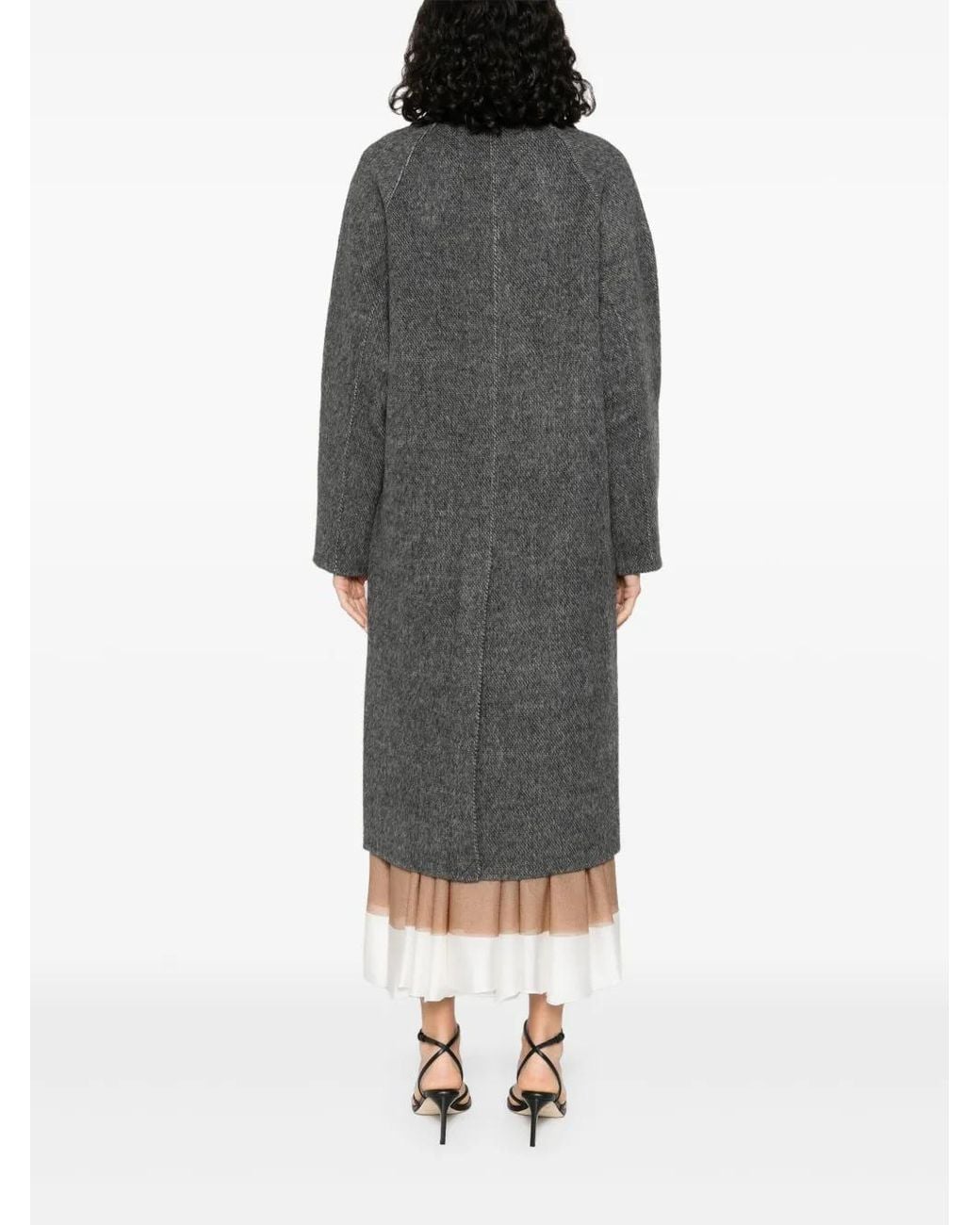 Soft Goat Gray Herringbone Coat