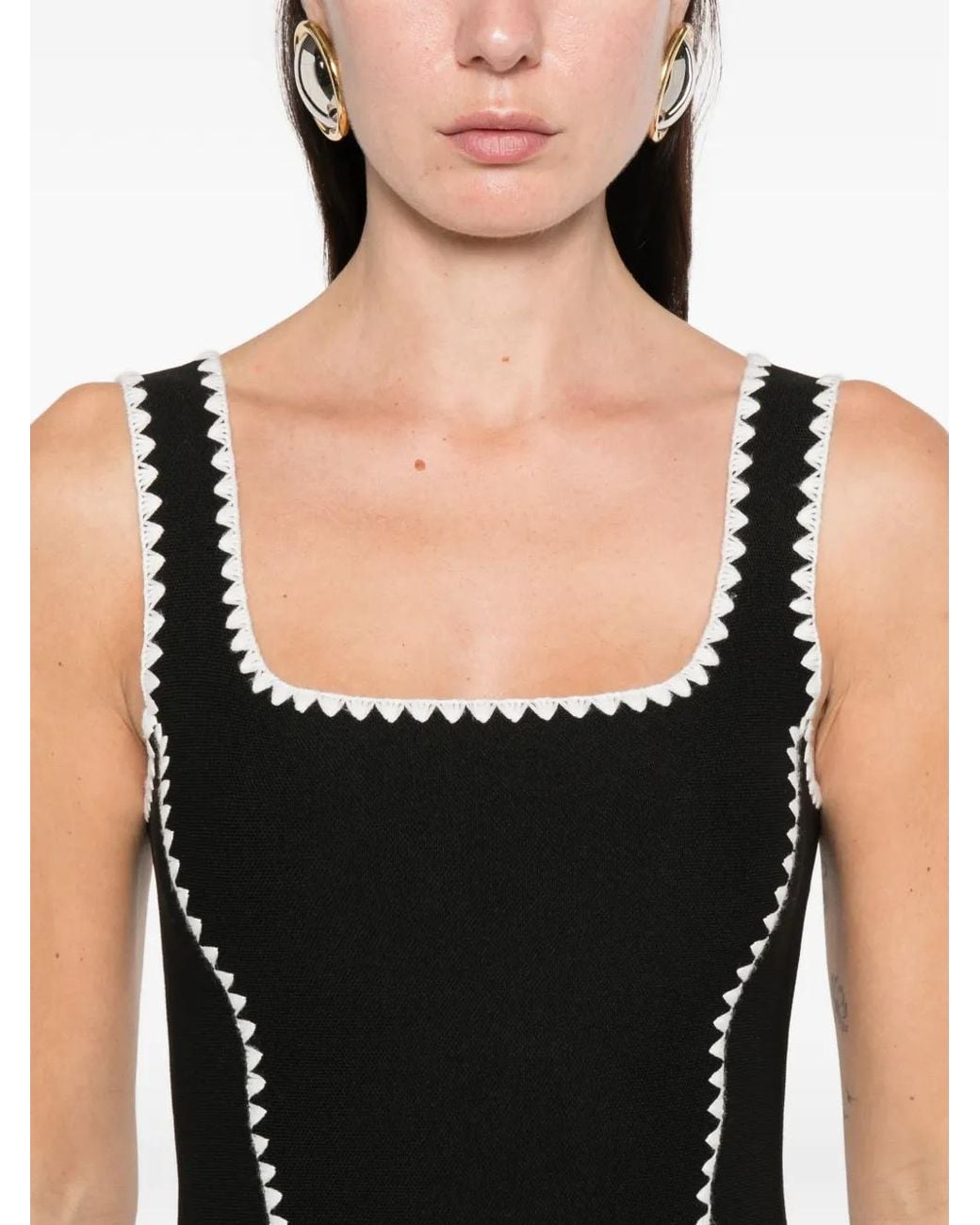 Maje Black Short Dress With Topstitch Details