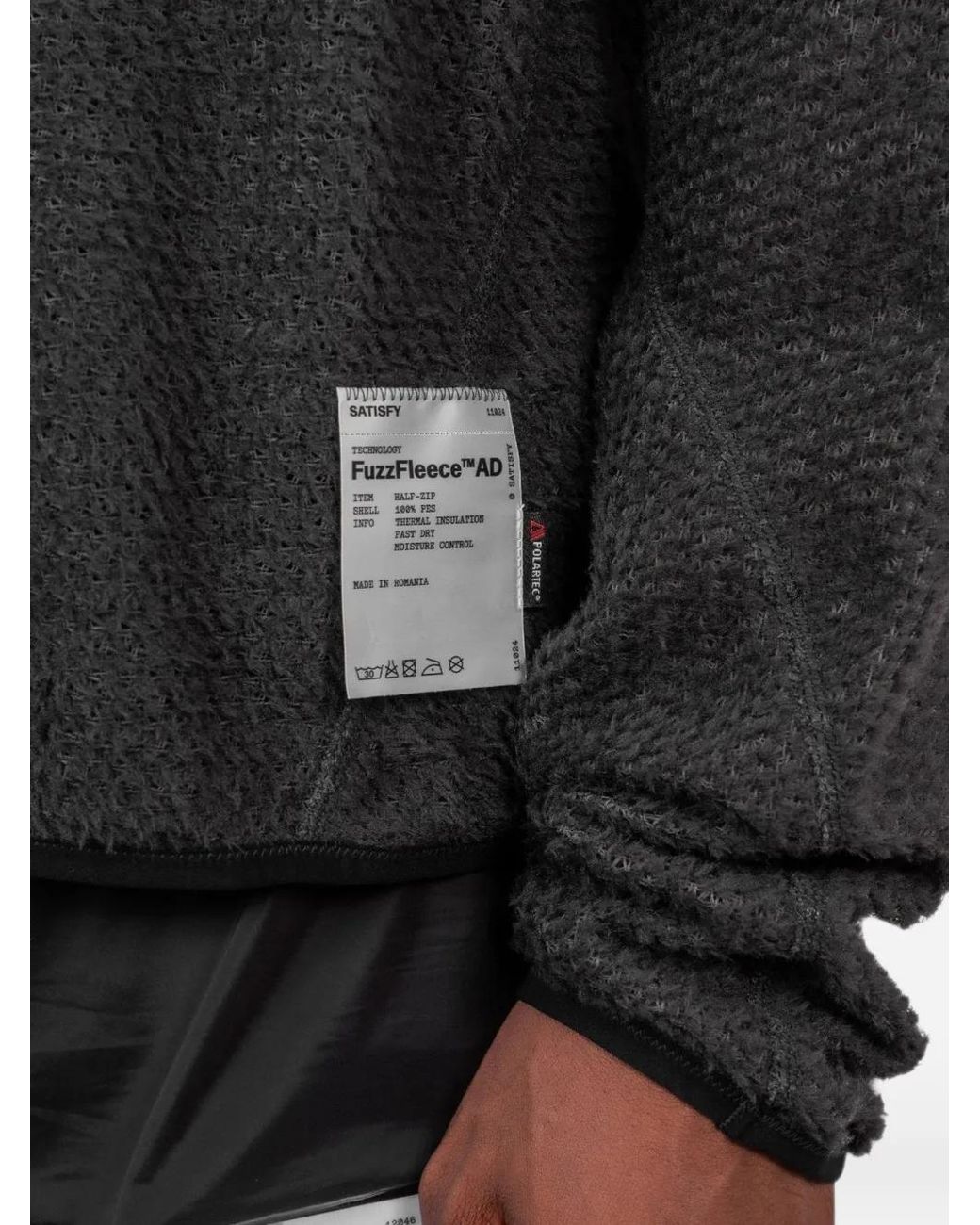 Satisfy Black Fuzzfleece Ad Half-Zip Sweater for men