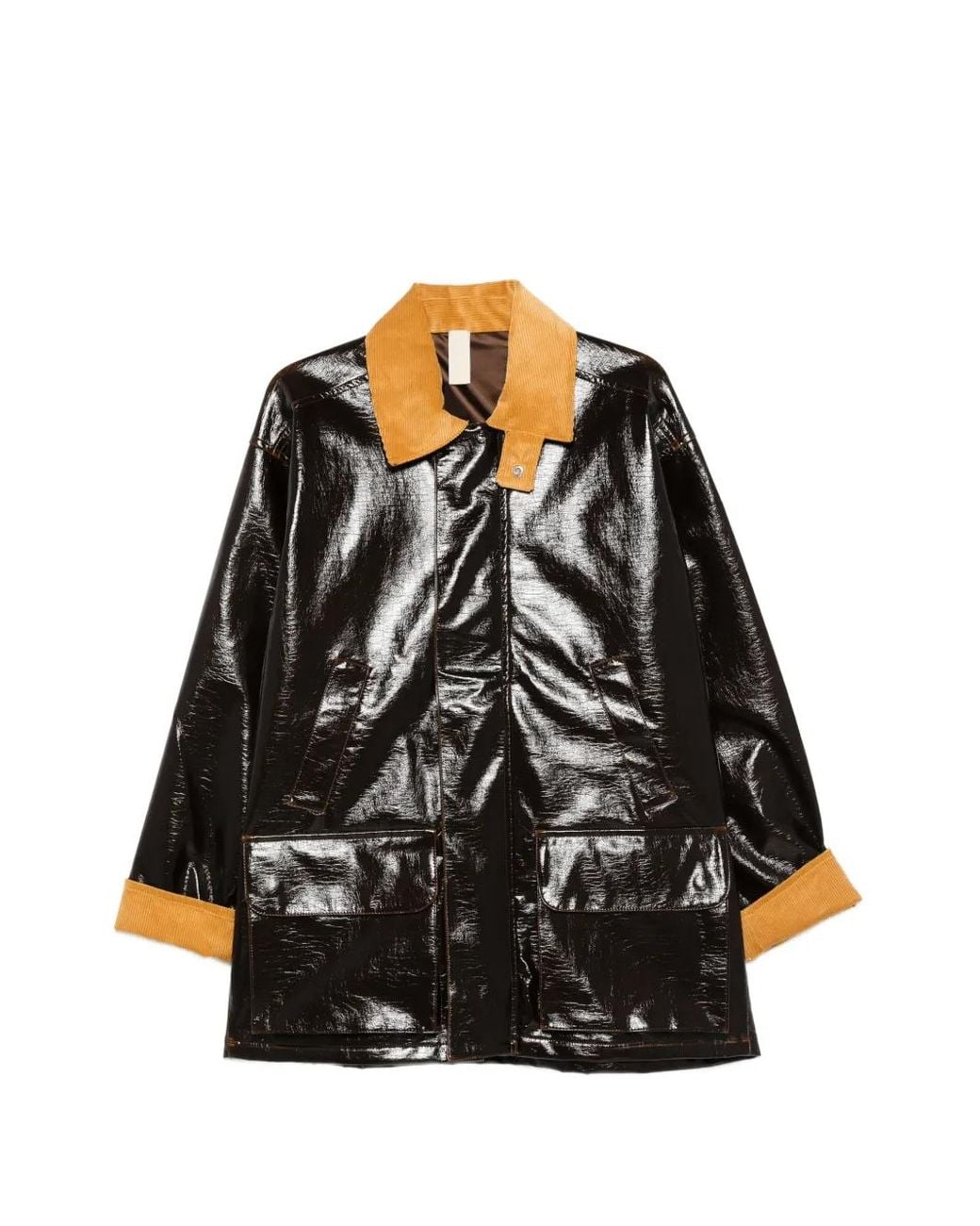 sunflower Black Vinyl Leisure Corduroy Collar Jacket for men