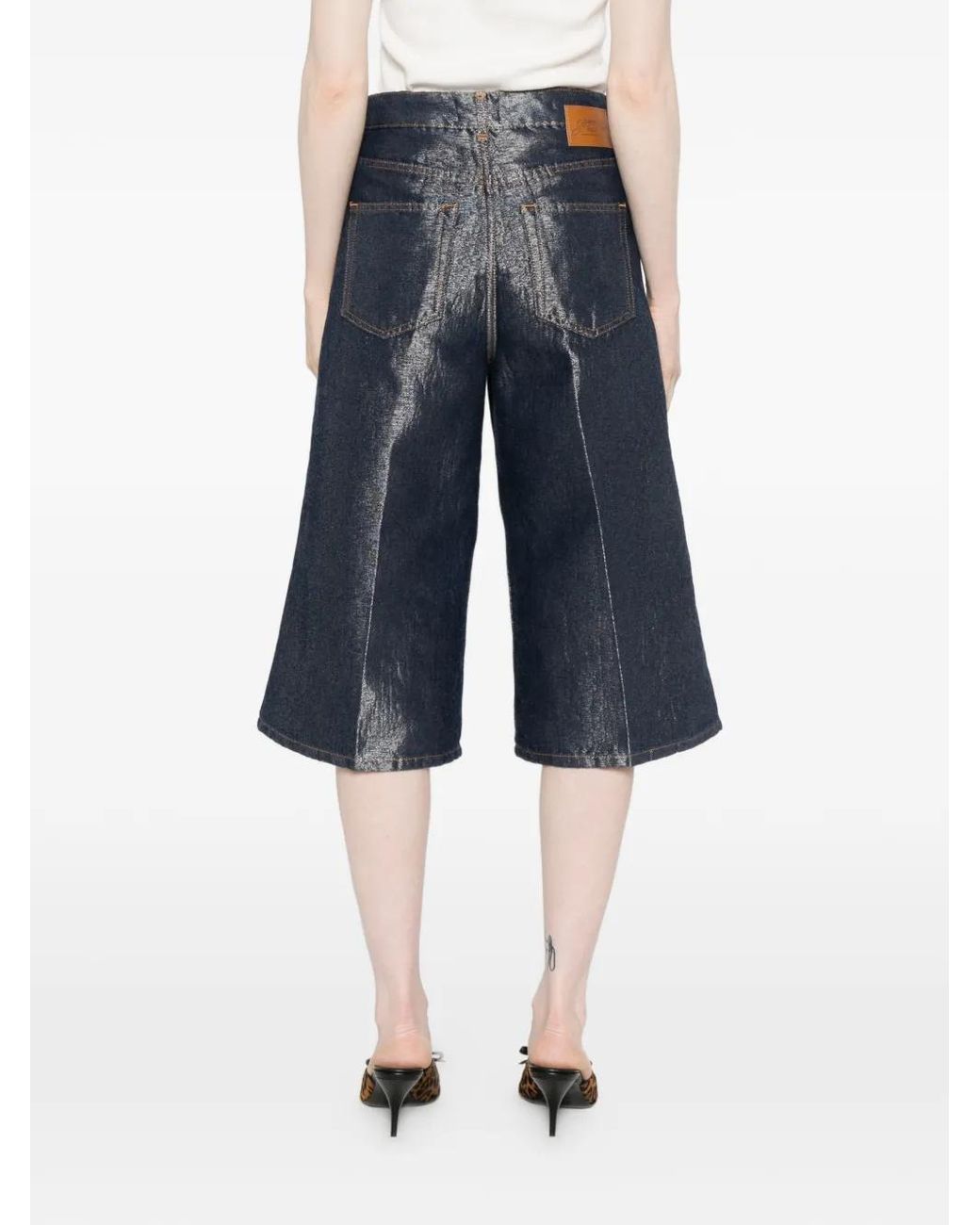 Ganni Gray Belt-Loops Shorts