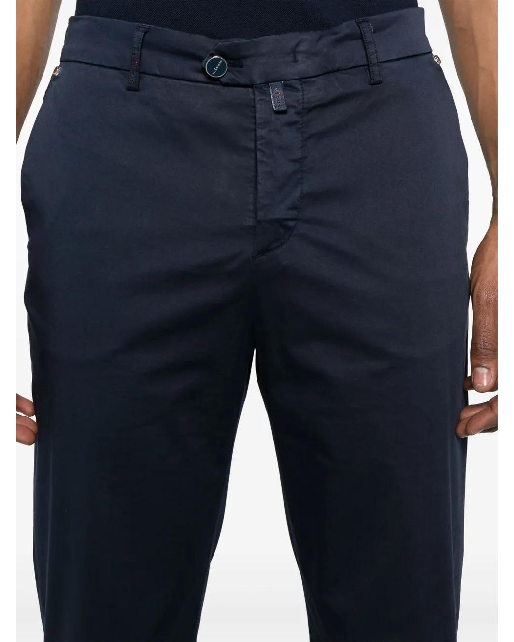 Kiton Chino Met Logopatch in het Blue voor heren