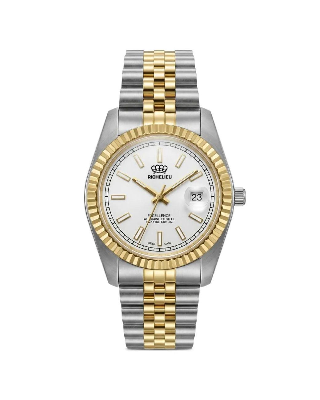 Richelieu Swiss Metallic Classic Fluted Bezel 41Mm Watch for men