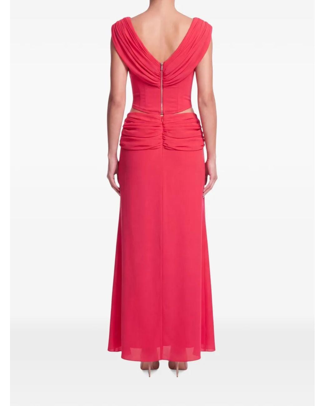 POST MERIDIEM Pink Draped Chiffon Maxi Skirt