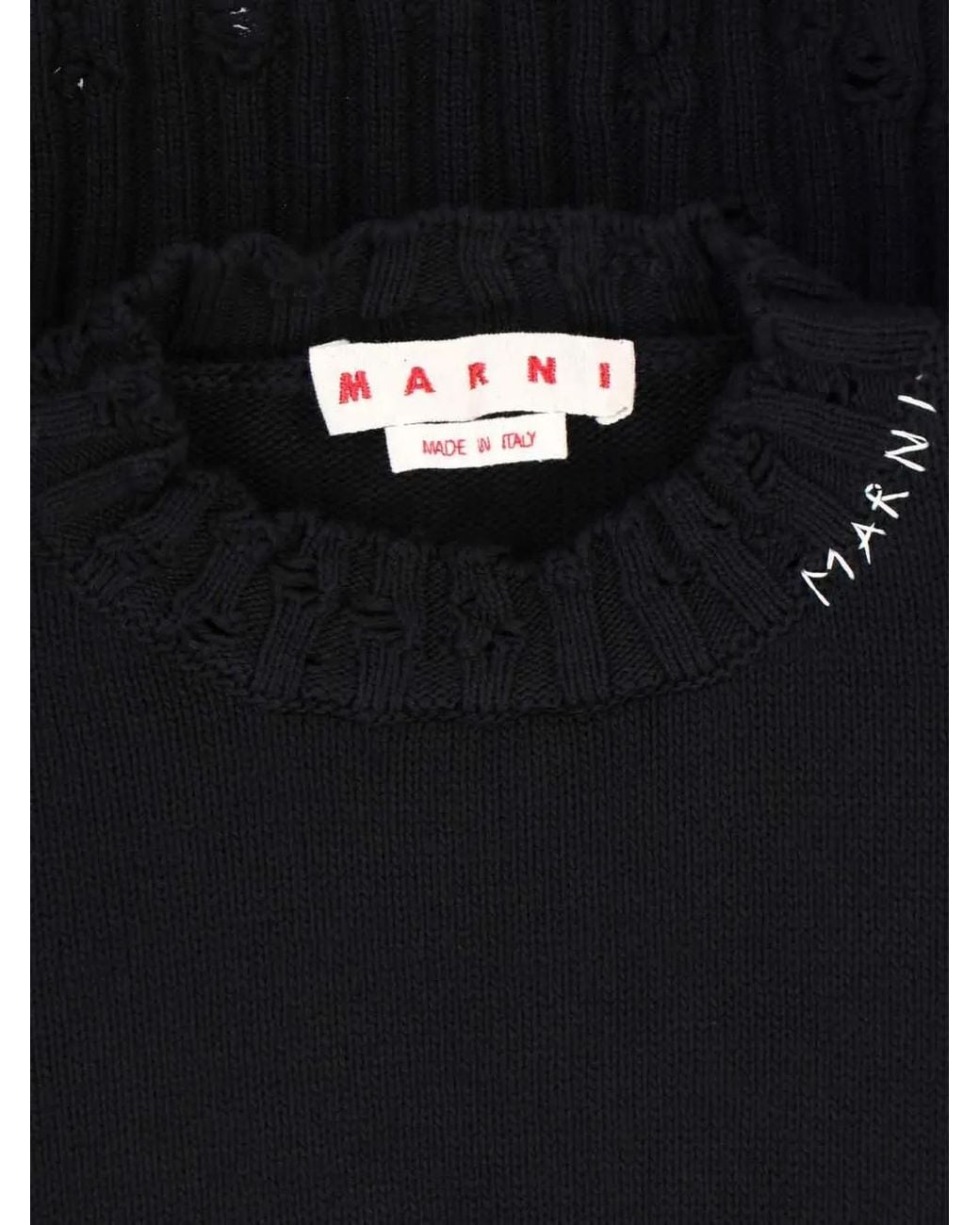 Marni Black Cotton Knitted Sweater for men