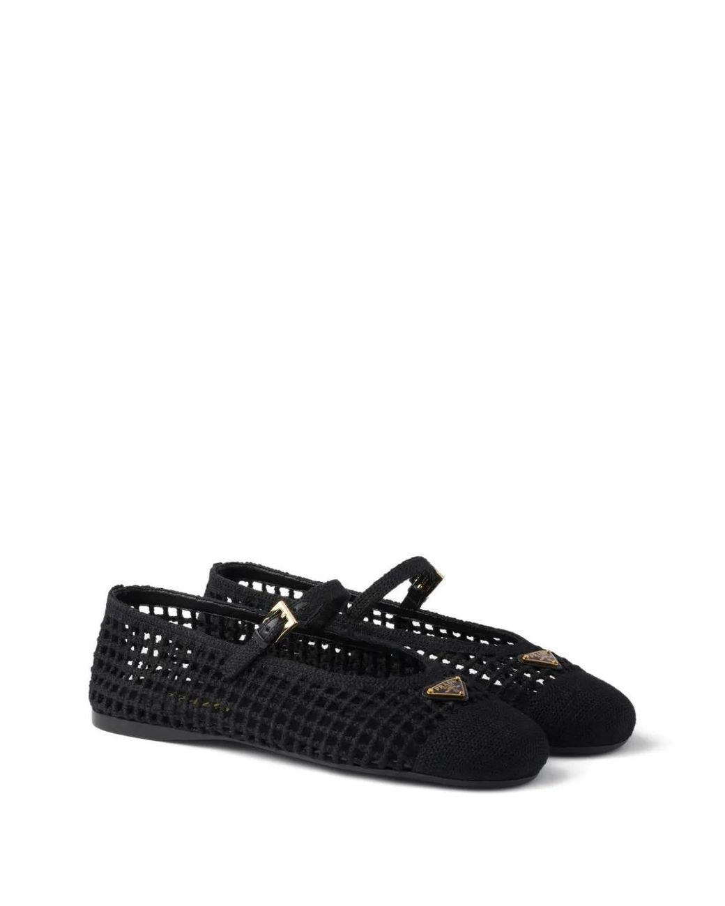Prada White Woven Ballet Flats