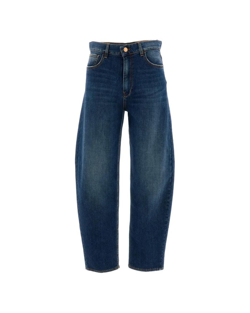 3x1 Blue Faded-Effect Wide-Leg Jeans