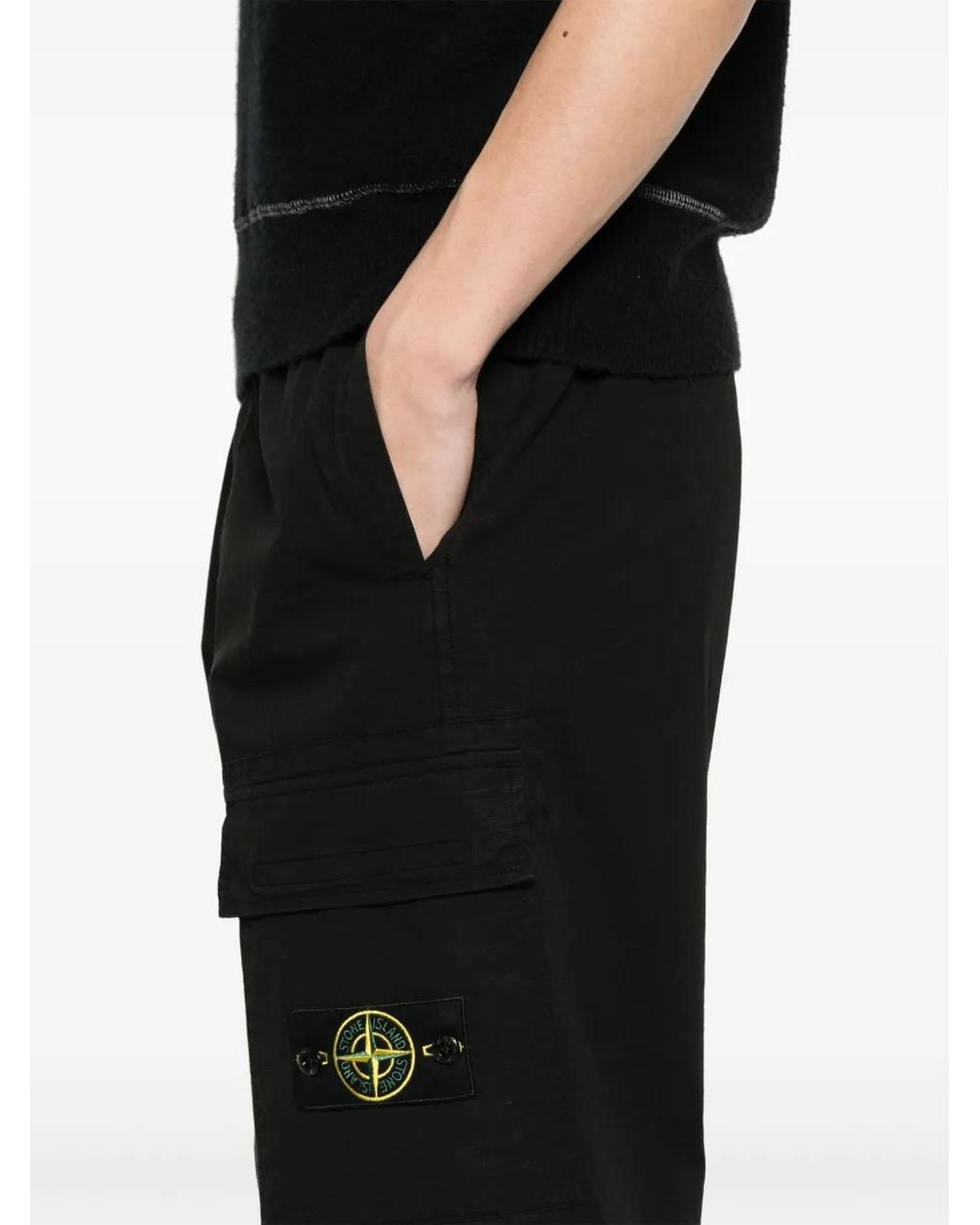 Stone Island Black Compass-Badge Cargo Trousers for men