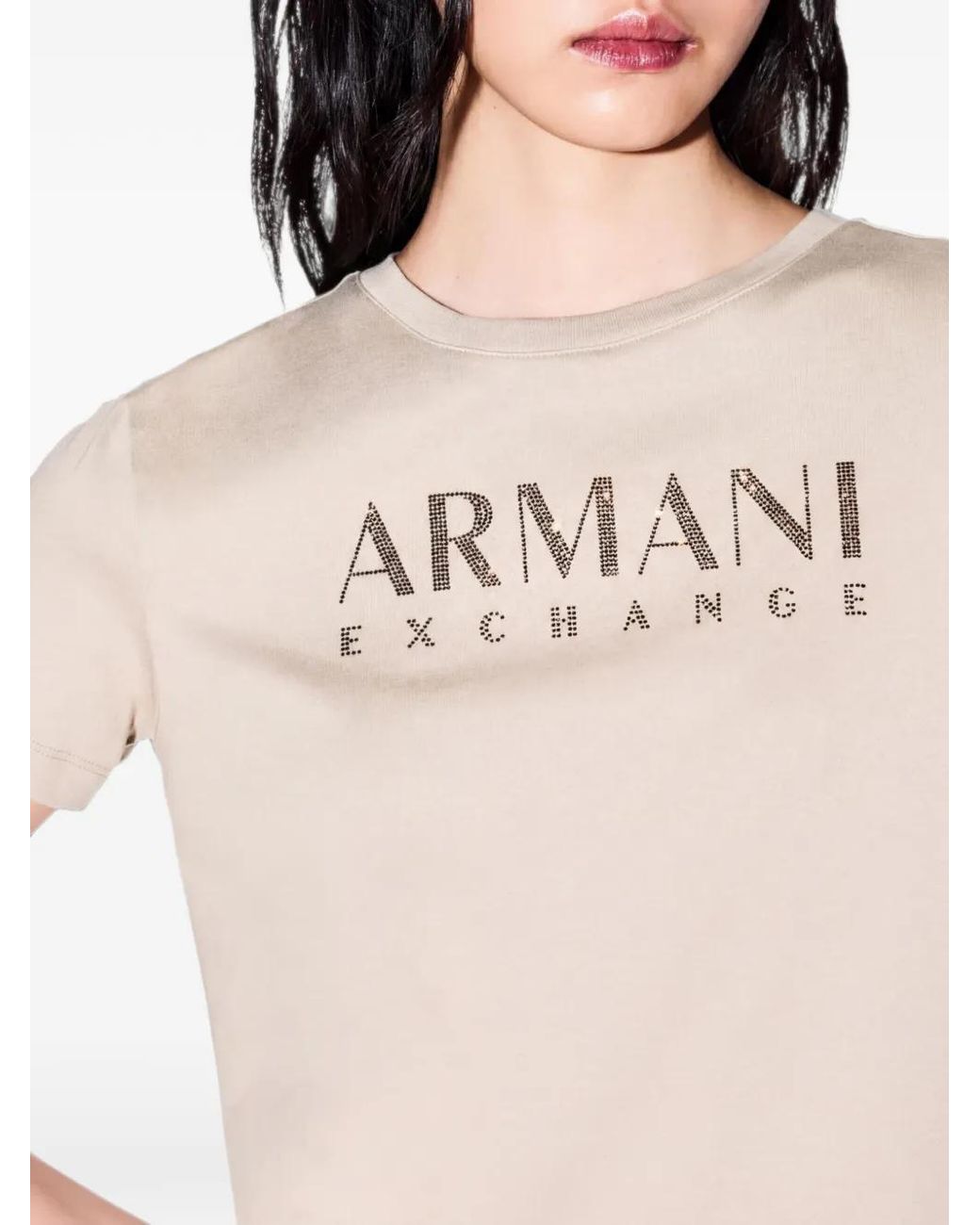 ARMANI EXCHANGE Pink Rhinestone-Embellished T-Shirt