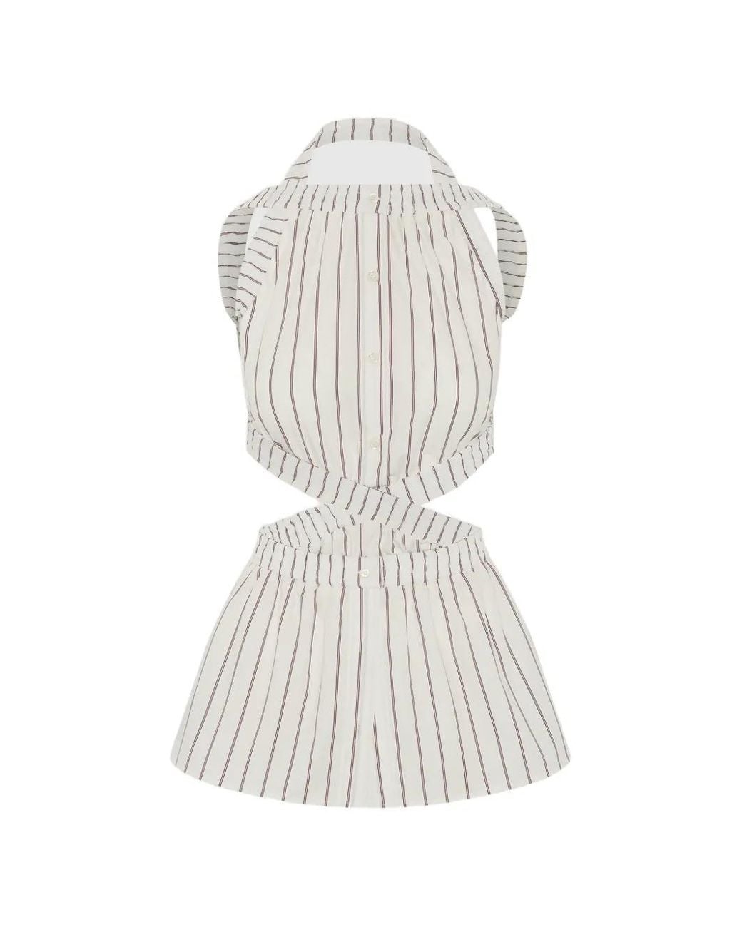 SRVC Studio White Striped Cut-Out Top