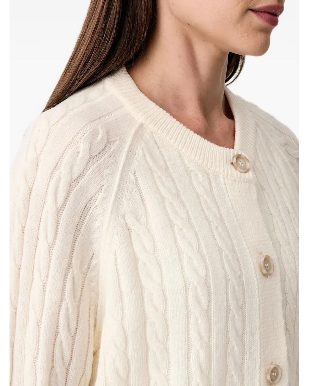 Marc O' Polo White Cable-Knit Long-Sleeve Cardigan