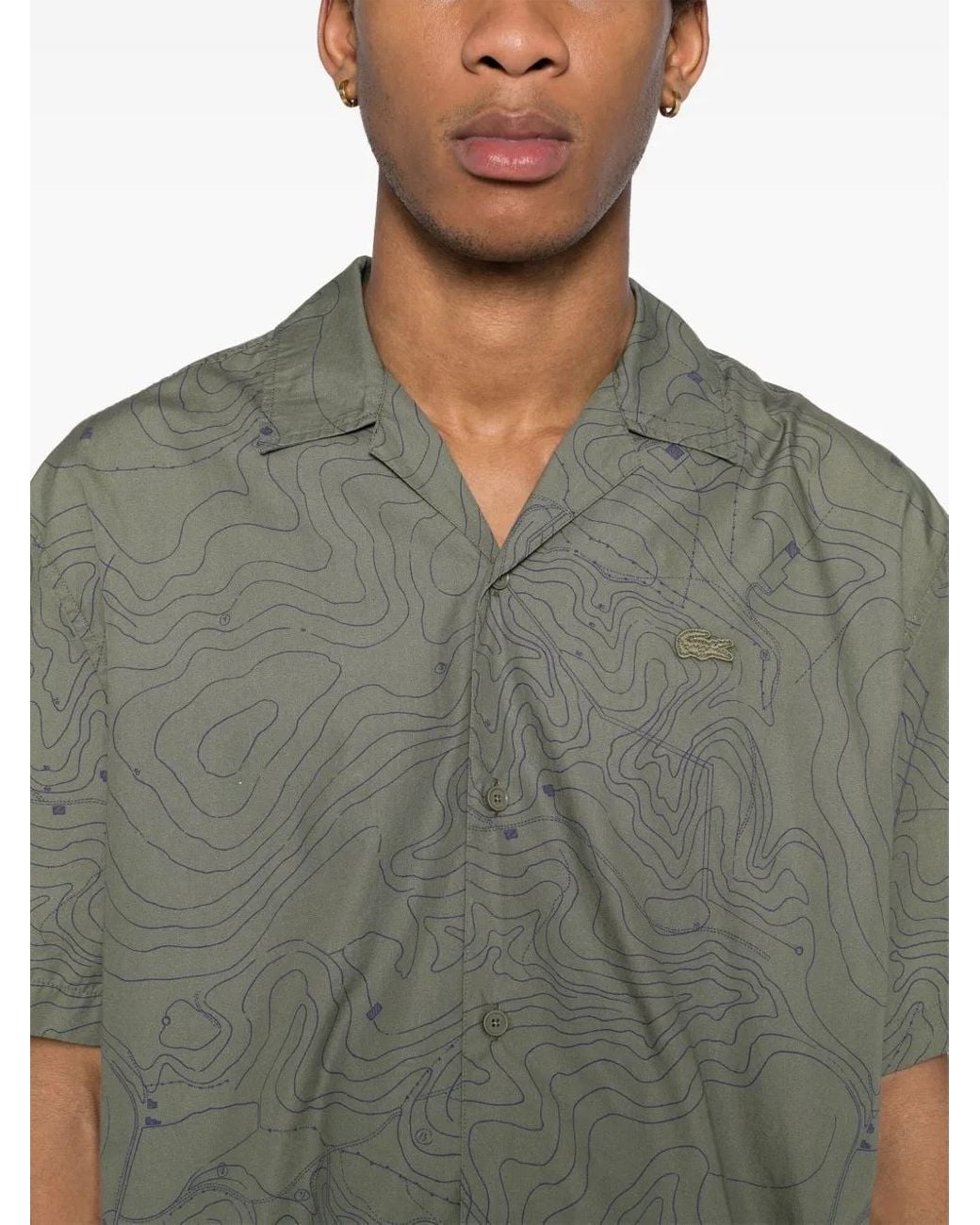 Lacoste Gray Logo-Embroidered Shirt for men