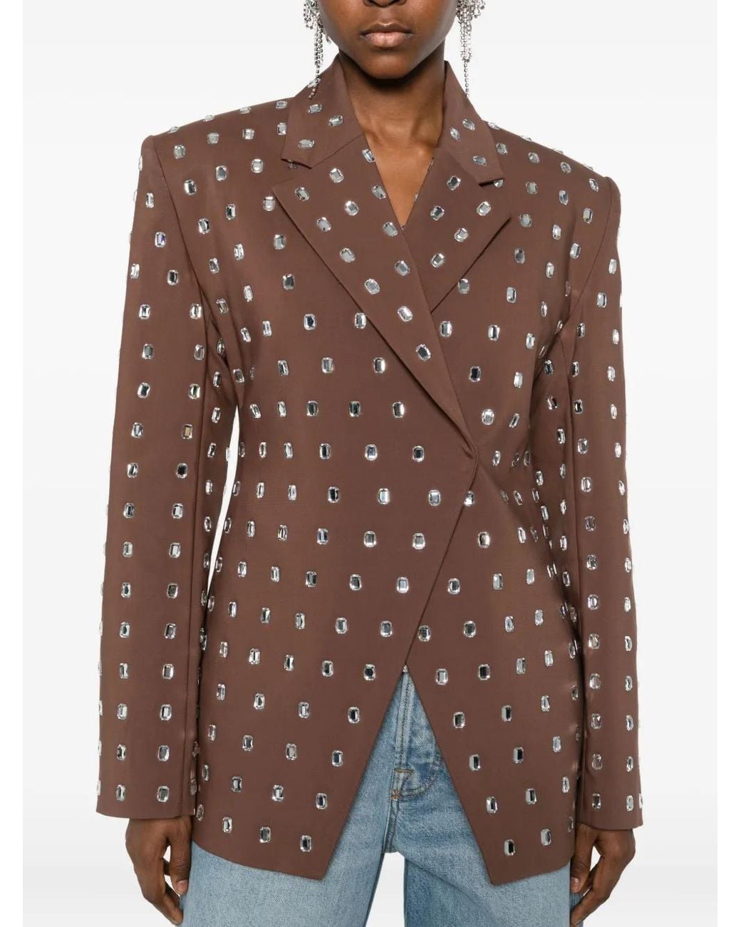GIUSEPPE DI MORABITO Brown Crystal-Embellished Blazer