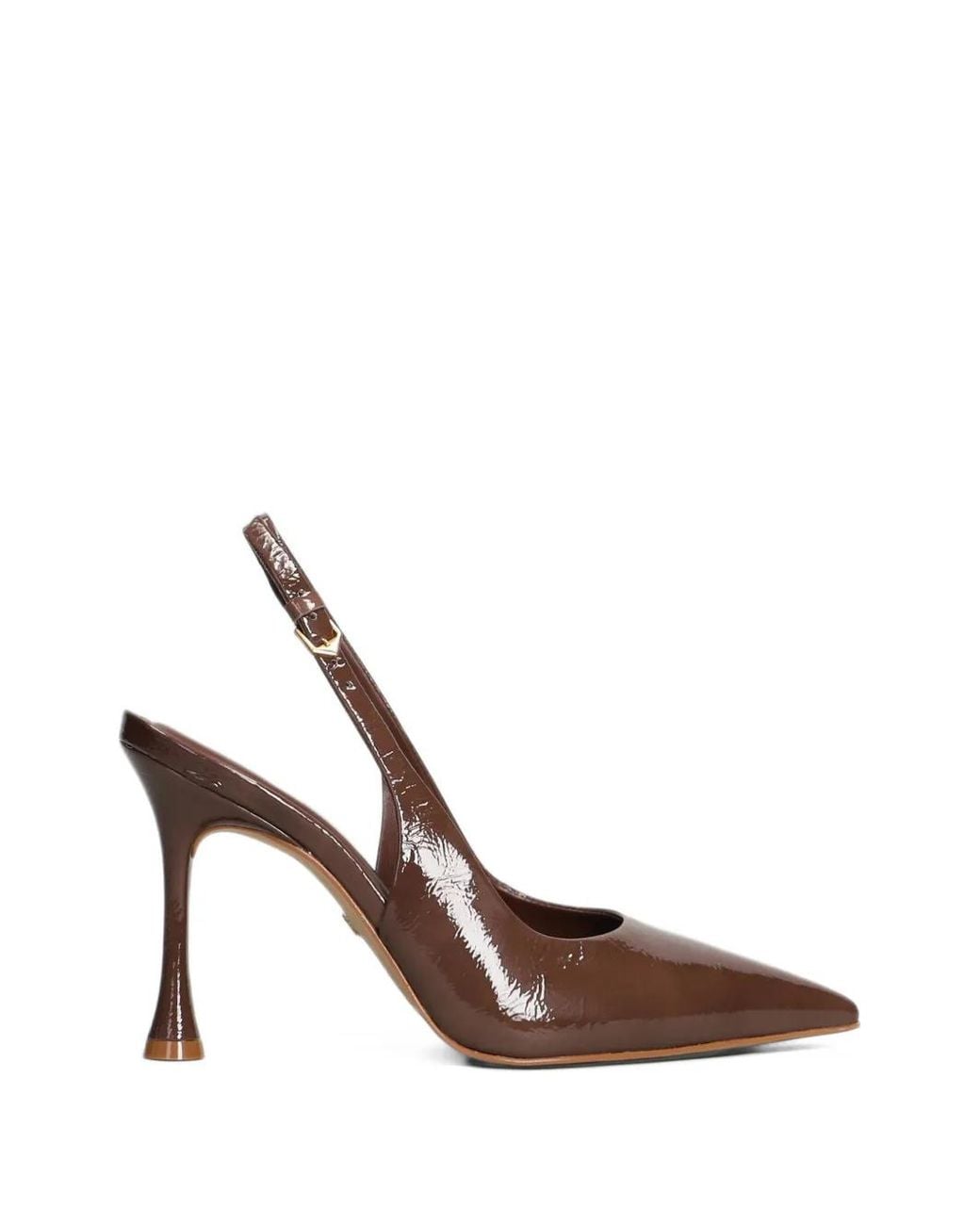 Carrano Brown Pointed-Toe Slingback Heeled Pumps
