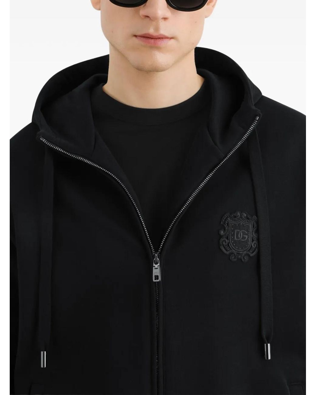 Dolce & Gabbana Black Cotton Hooded Sweatshirt for men