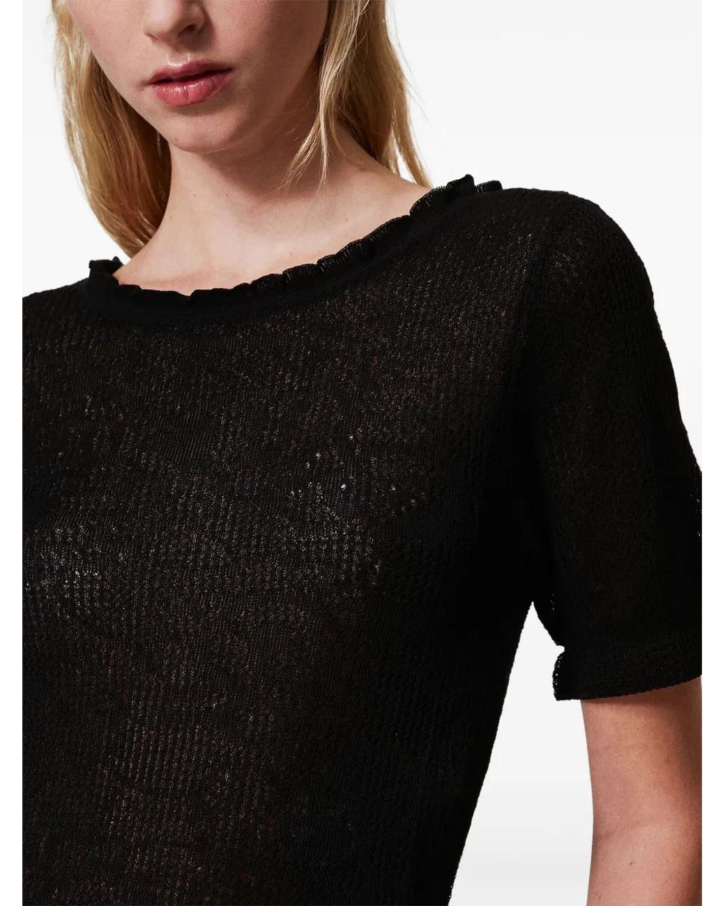 Twinset Black Floral Jacquard Top