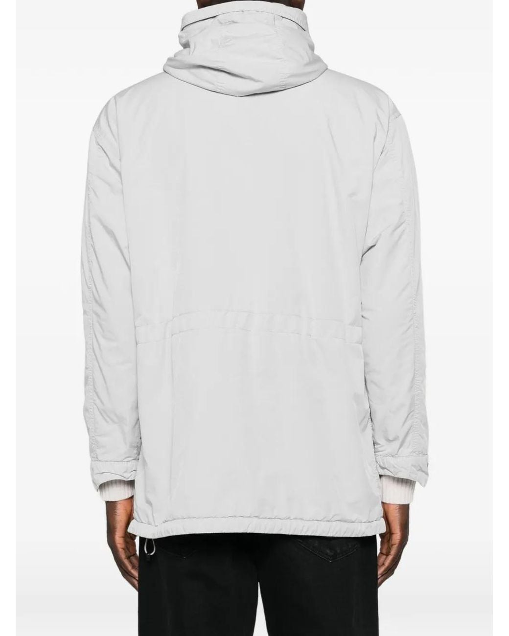 Aspesi White Hooded Logo-Patch Coat for men