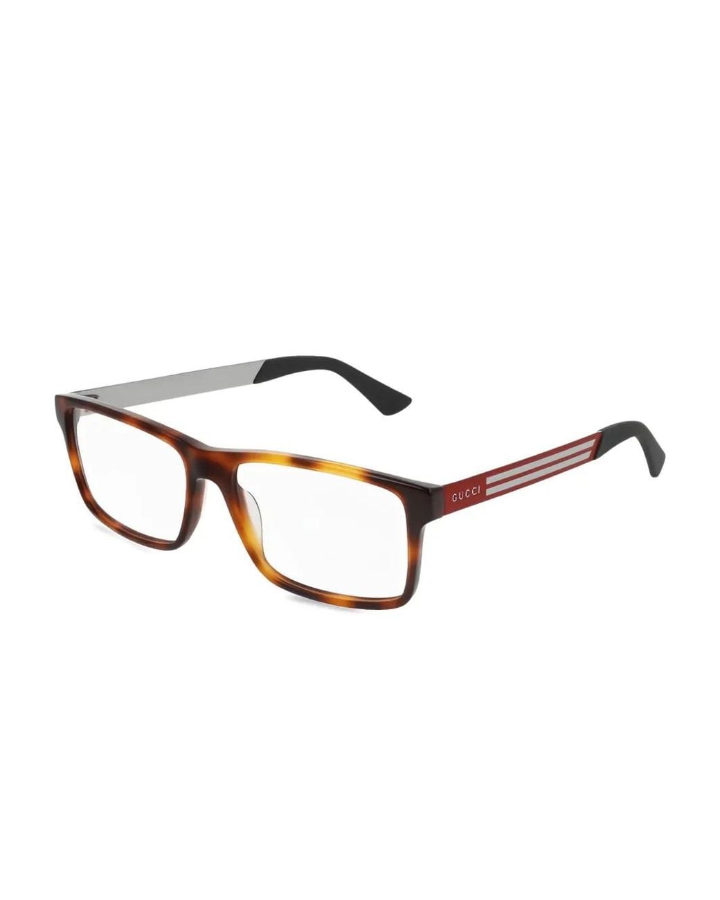 Gucci Red Havana Transparent Frames