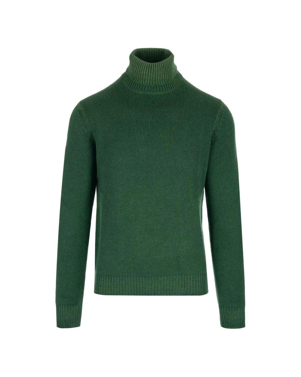 Al Duca D'aosta Green Ribbed-Knit Roll-Neck Sweater for men