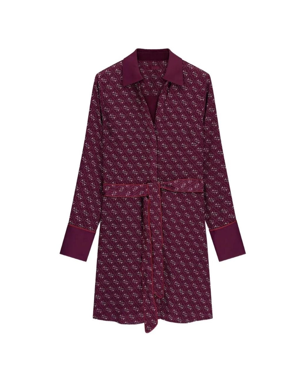 Guess Purple Blerta Logo-Print Chemisier Dress