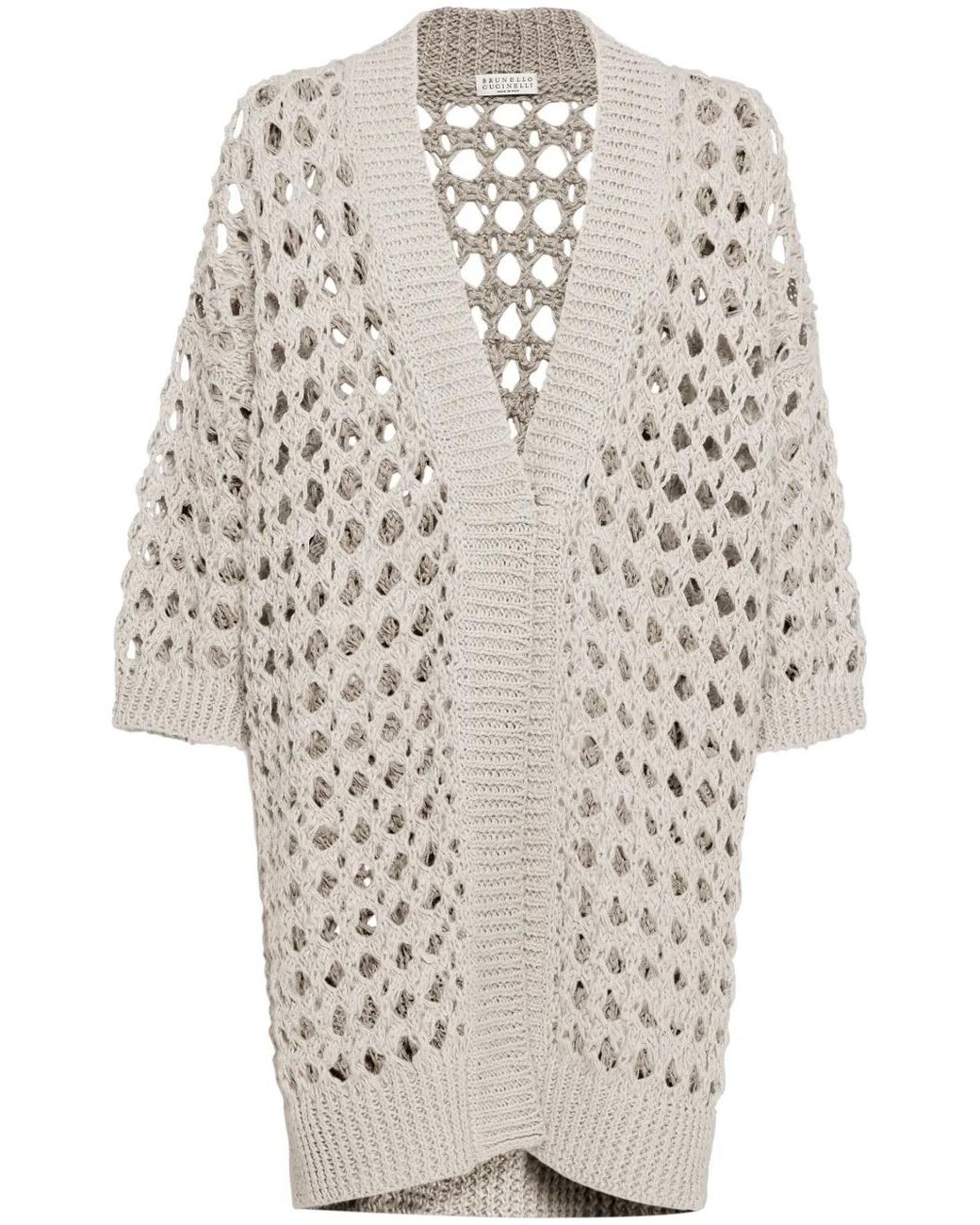 Brunello Cucinelli White Open-Knit Cardigan