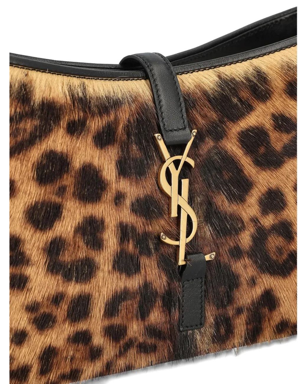 Saint Laurent Brown Le 5 À 7 Leopard-Print Clasp Shoulder Bag