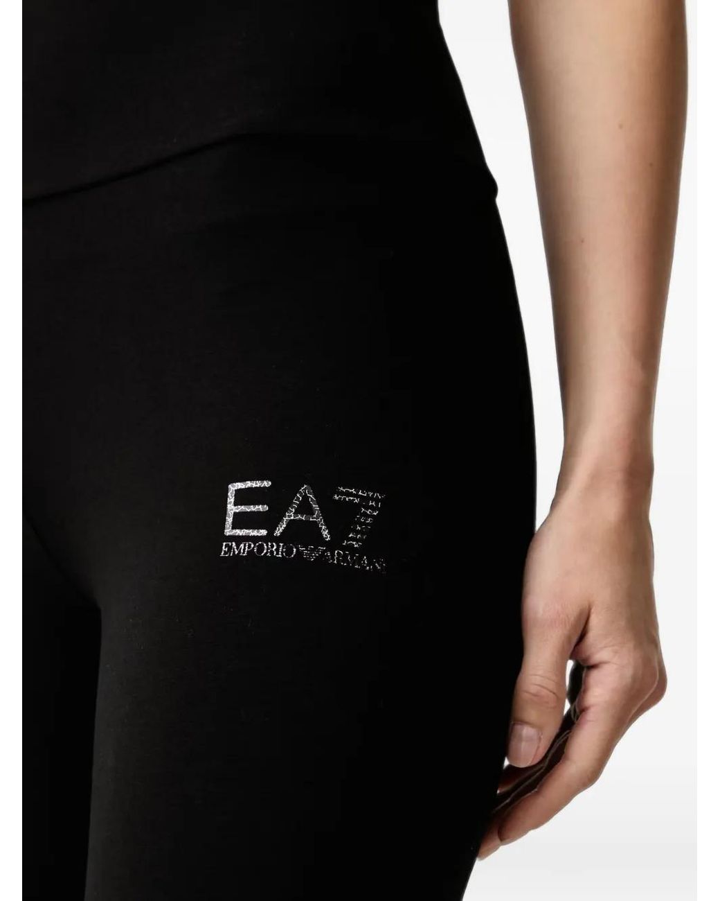EA7 Black Logo-Print Leggings