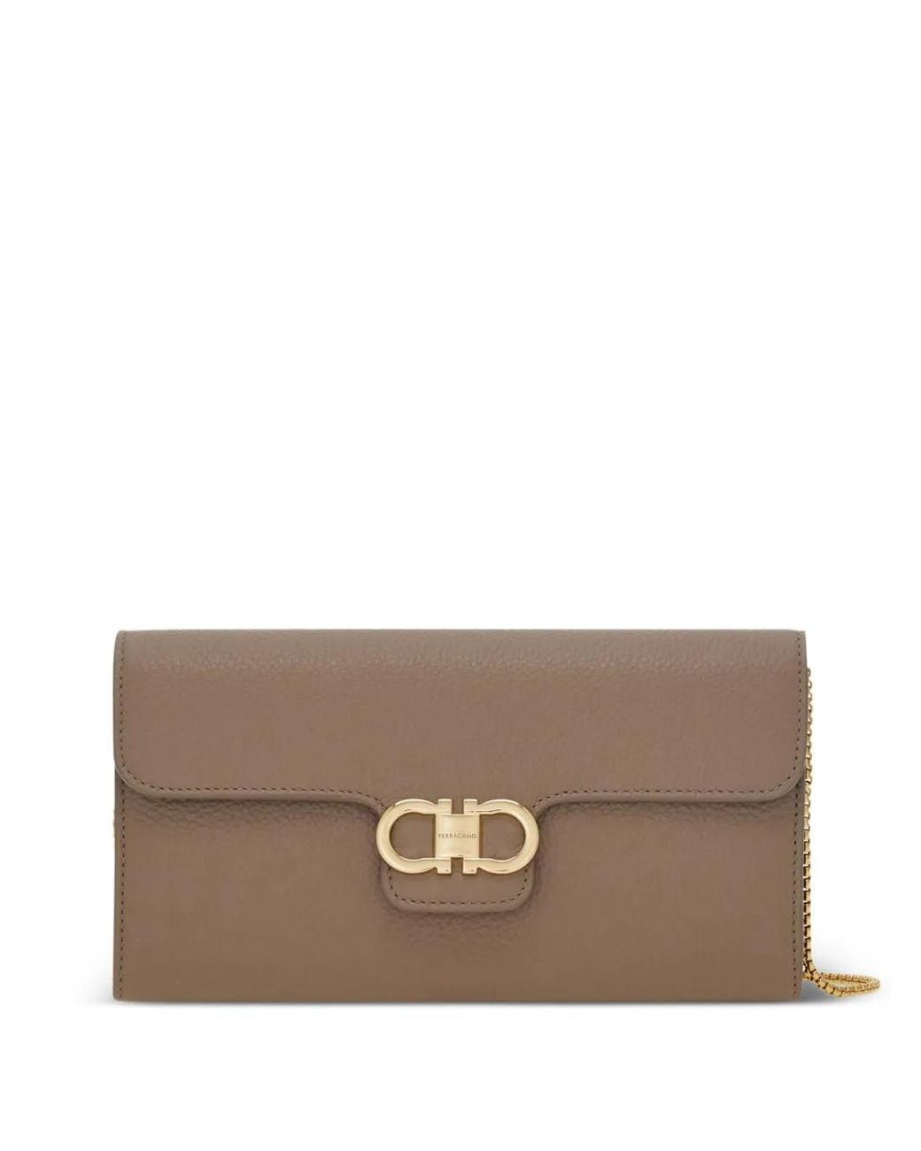 Ferragamo Brown Gancini Pebbled-Leather Wallet