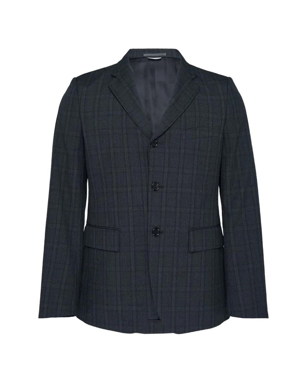 Comme des Garçons Blue Check-Pattern Single-Breasted Jacket for men
