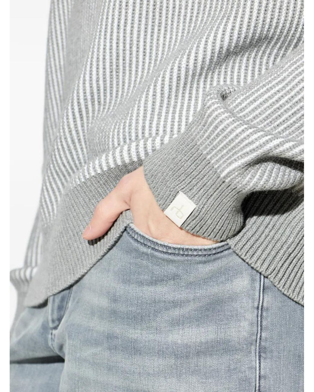 Rag & Bone Gray Striped Knitted Sweater for men