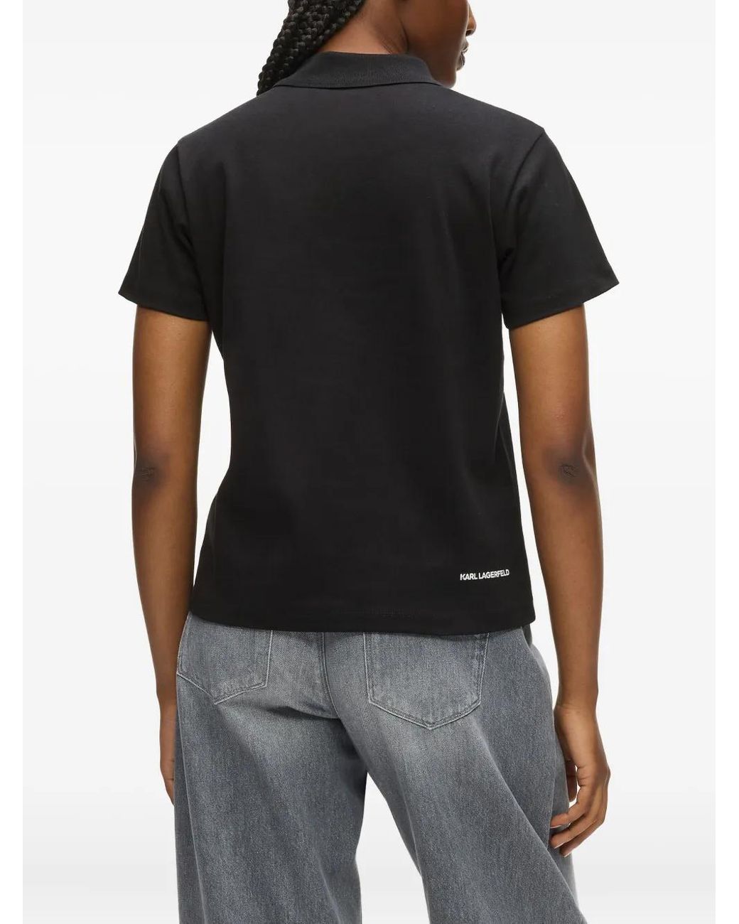 Karl Lagerfeld Black Ikon Button Polo Shirt