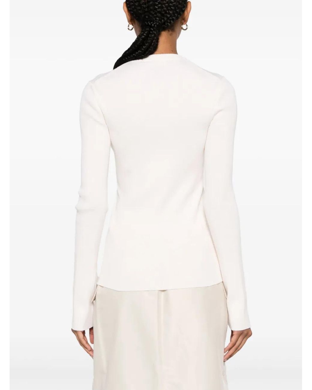 Haut Nervuré À Patch Logo Jil Sander en coloris White