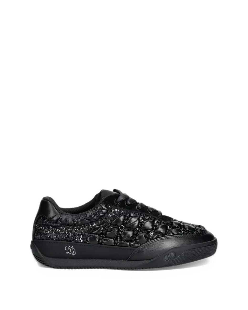 Liu Jo Black Lewis 04 Quilted Glitter-Detail Sneakers
