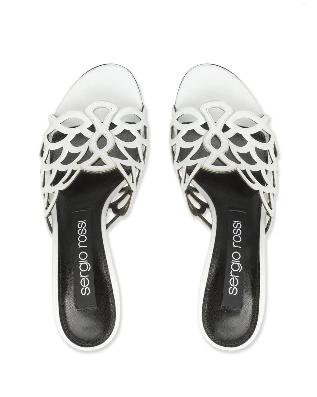 Sergio Rossi White Sr Mermaid 90Mm Leather Mules
