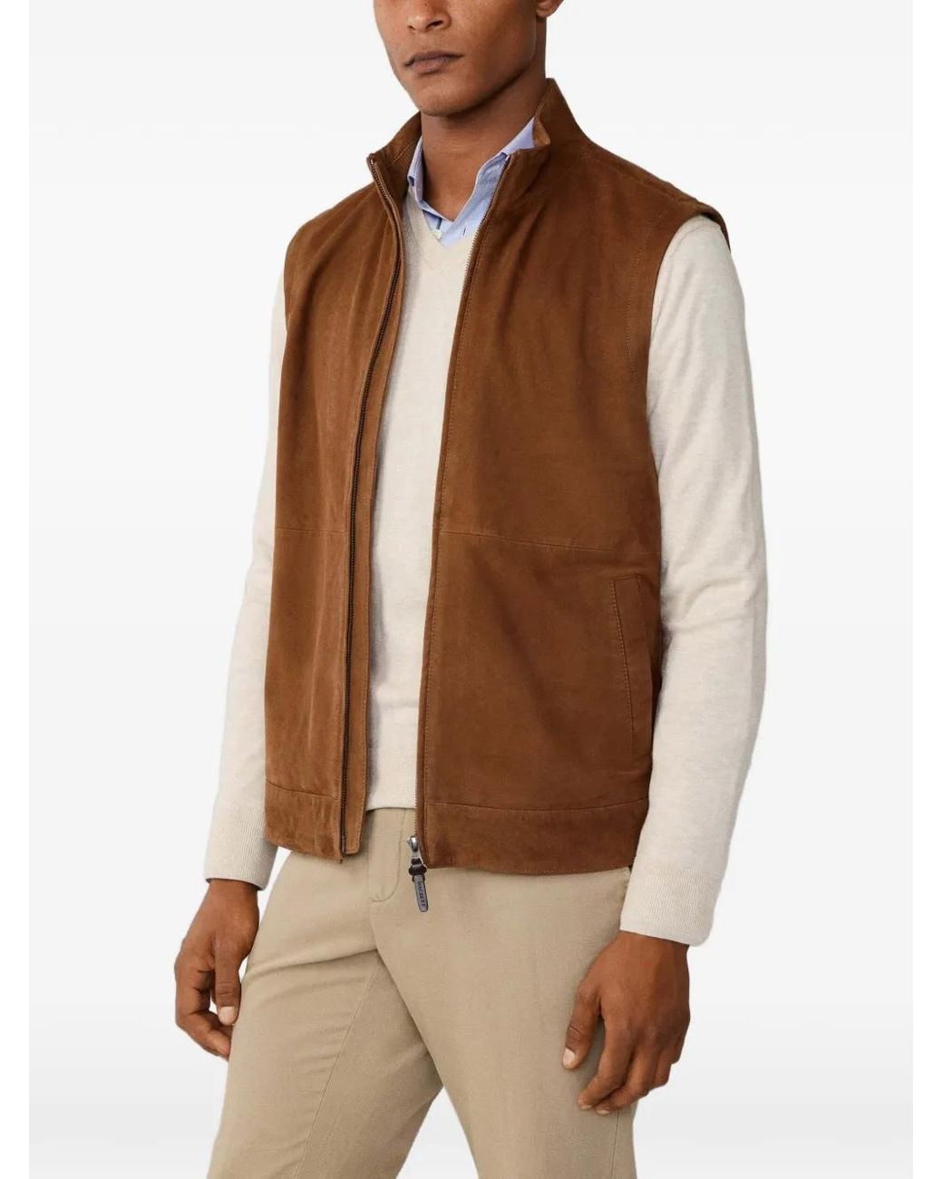 Hackett Brown Suede Gilet for men